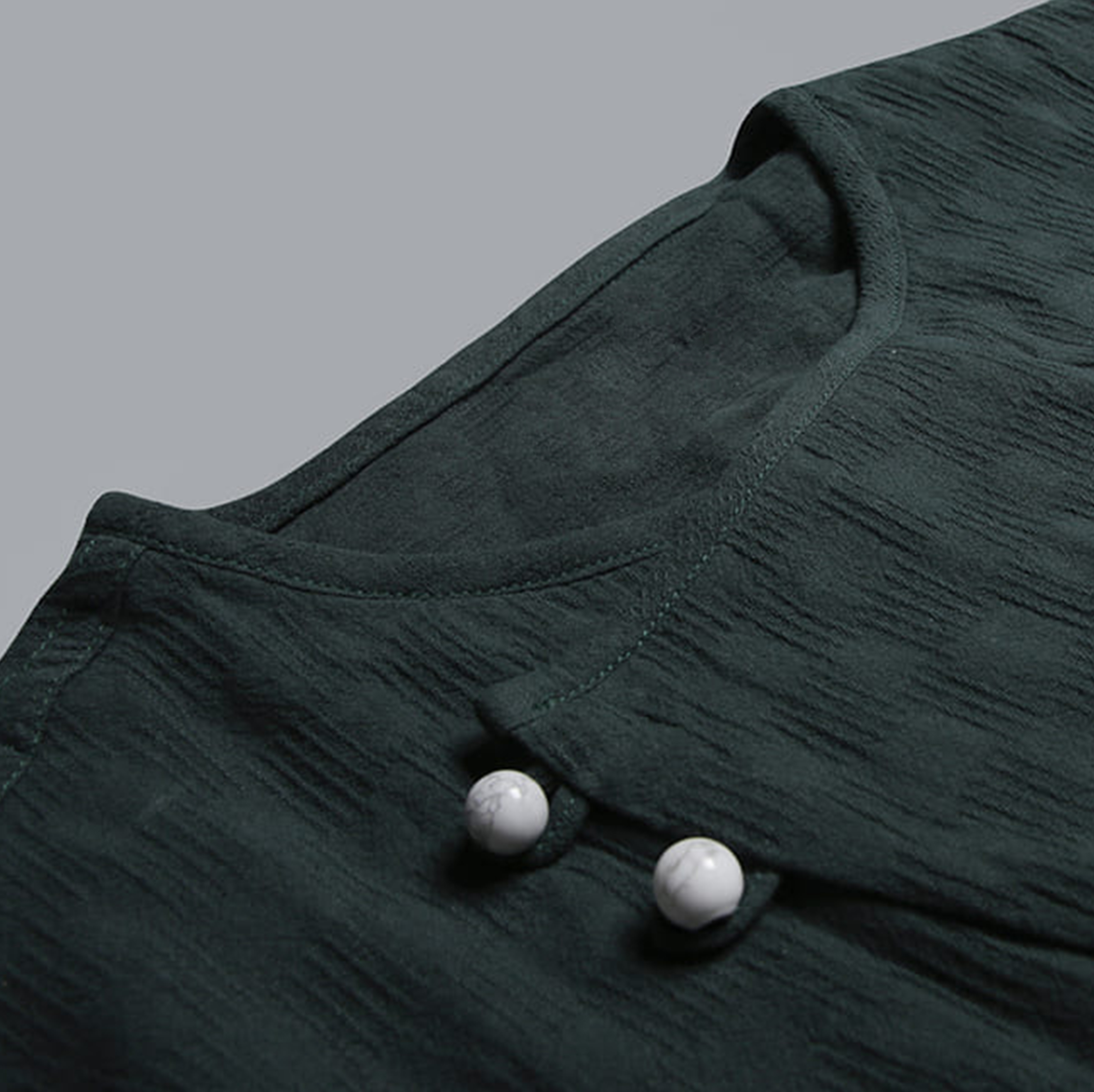 Men's long sleeve round neck pearl button down shirt - A2LHFA