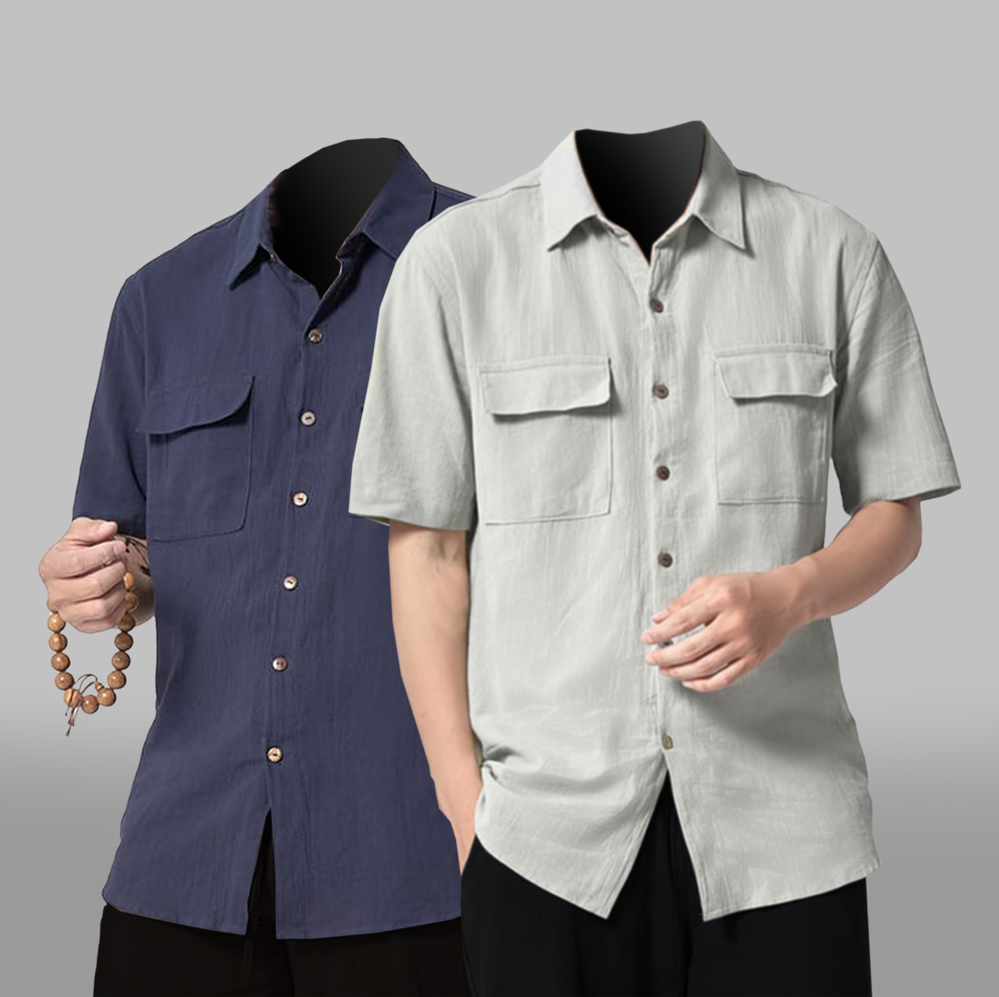 Men's short-sleeved shirt with two chest pockets - A6LHFA