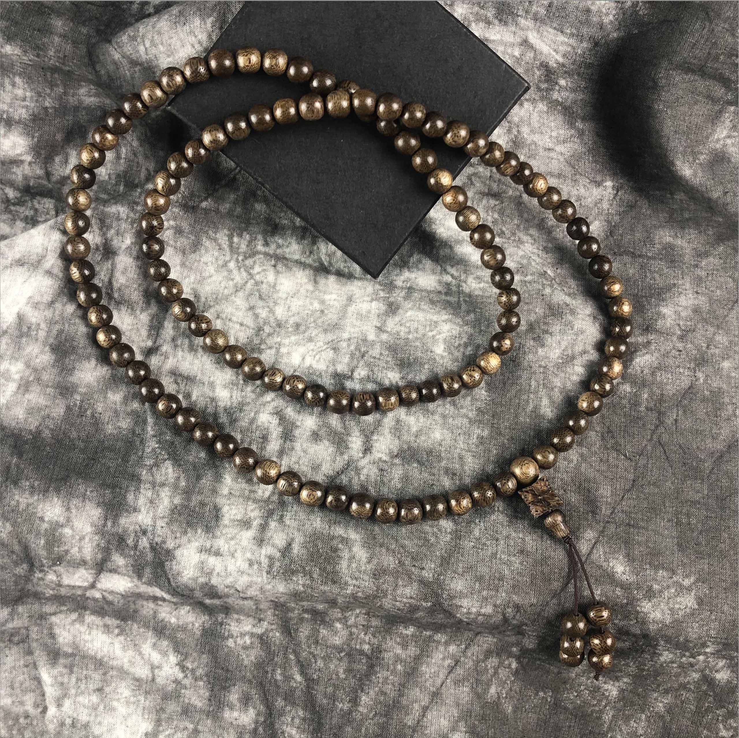 Agarwood necklace 8 cups 108 beads round gourd tail mixed with flowers Touch - VC4LHFA