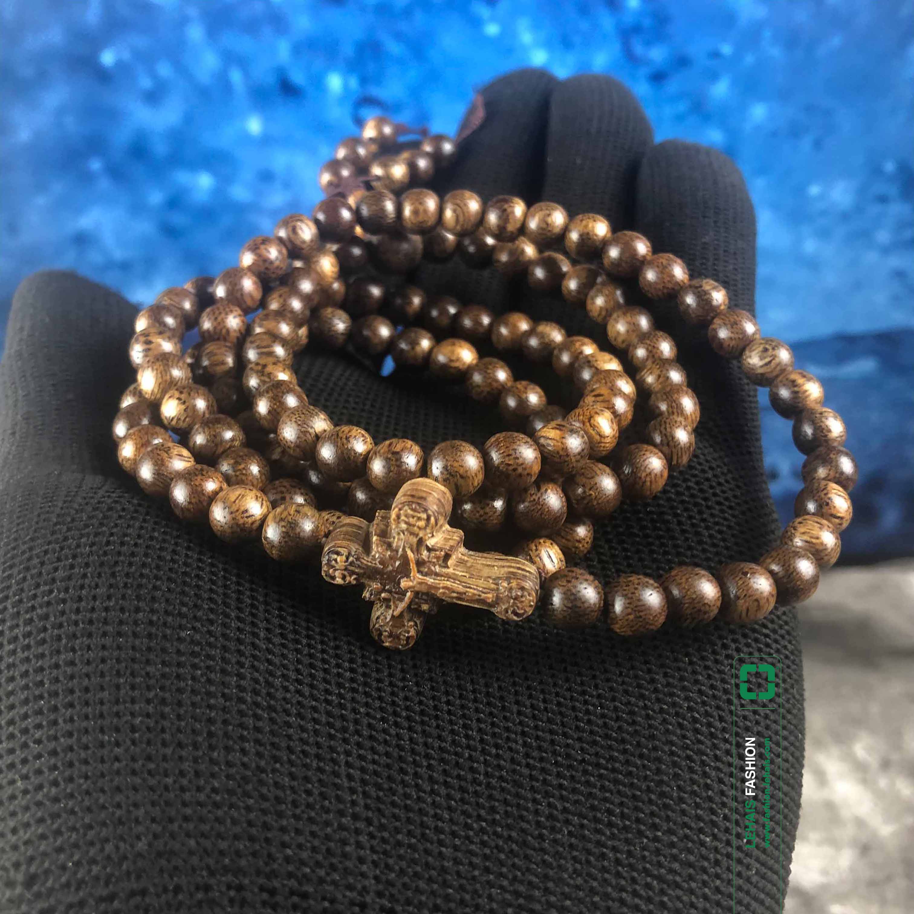 Agarwood bracelet 6 cups 108 beads round gourd tail mixed with the face of the Cross - VT98LHFA